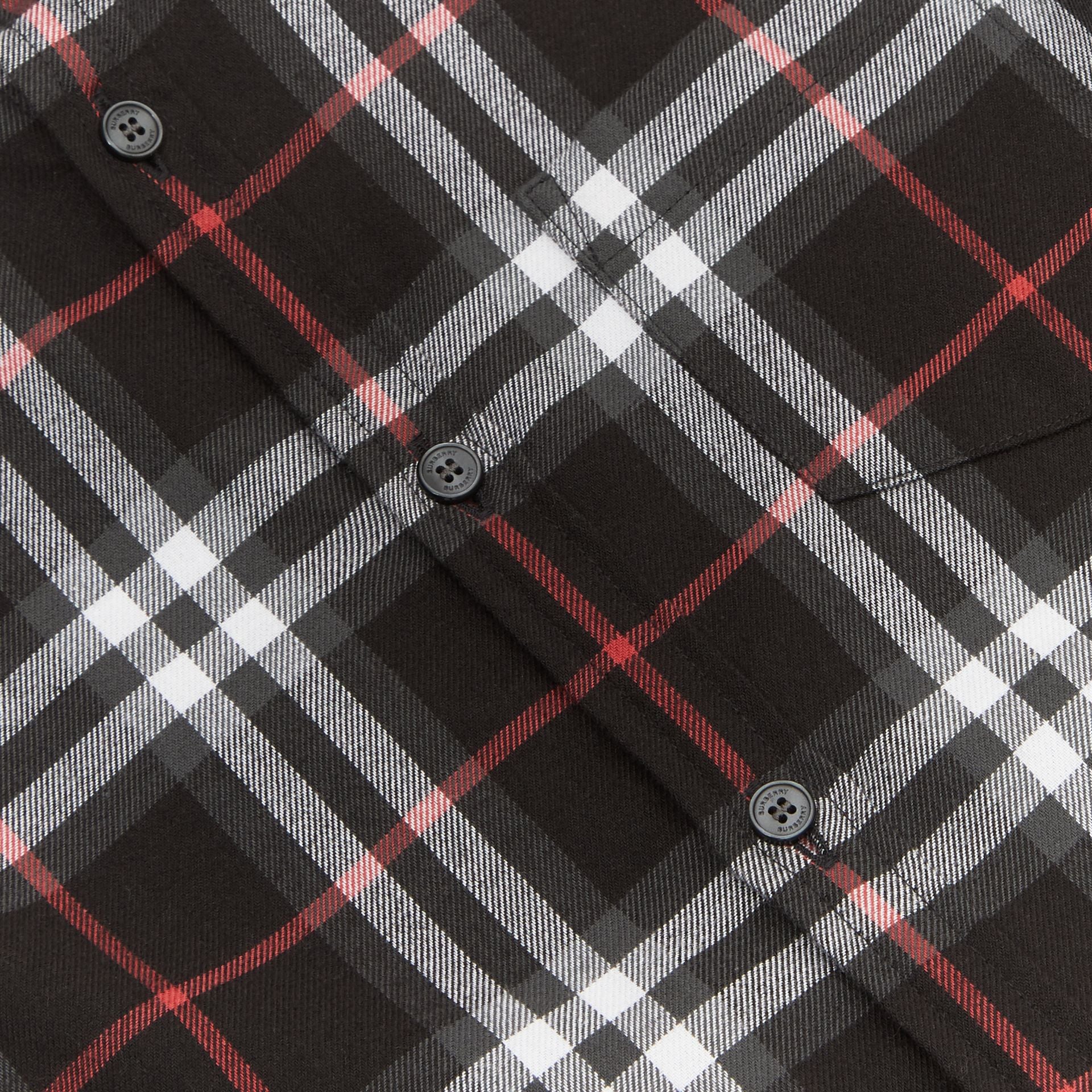 Boys Black Check Cotton Shirt