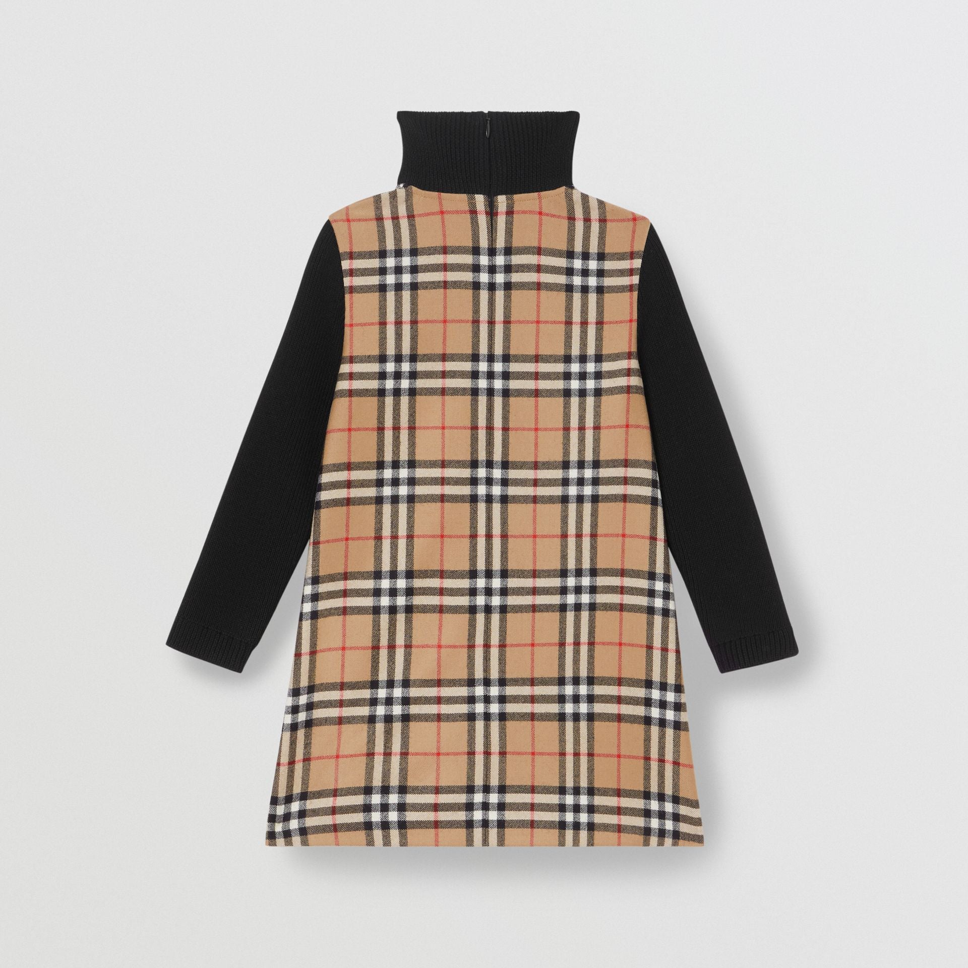 Girls Archive Beige Check Wool Dress