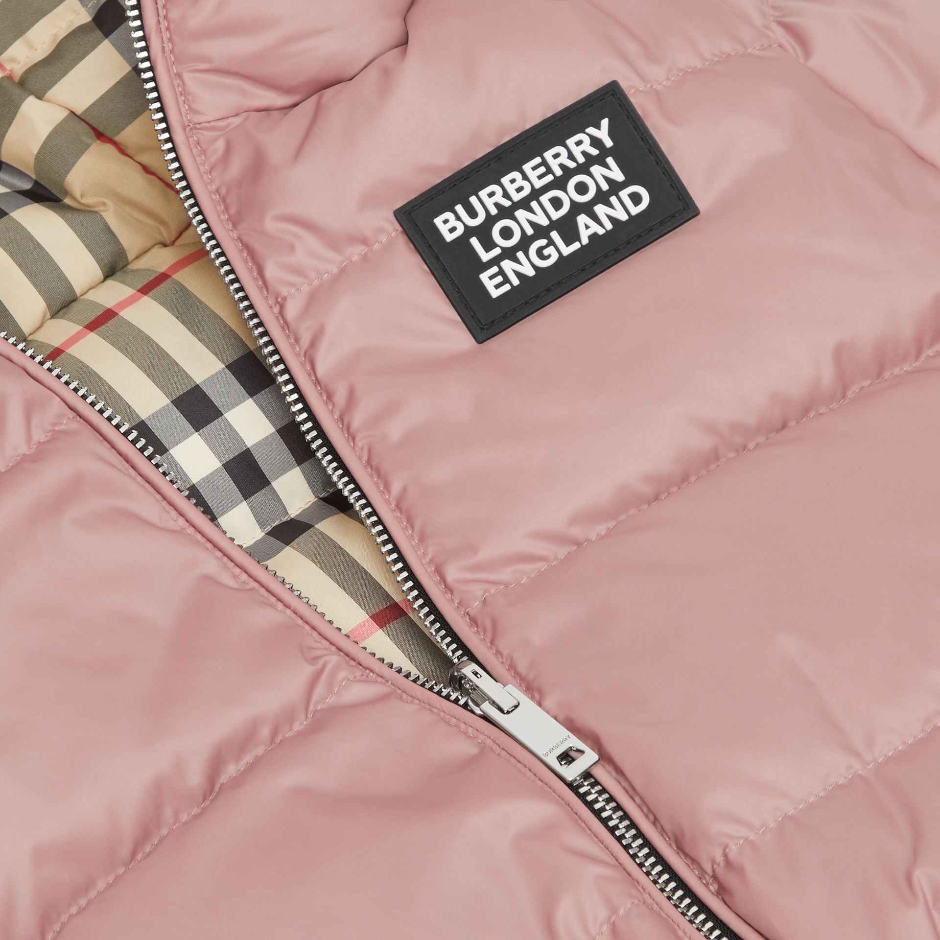 Baby Girls Pink & Archive Beige Reversible Padded Down Jacket