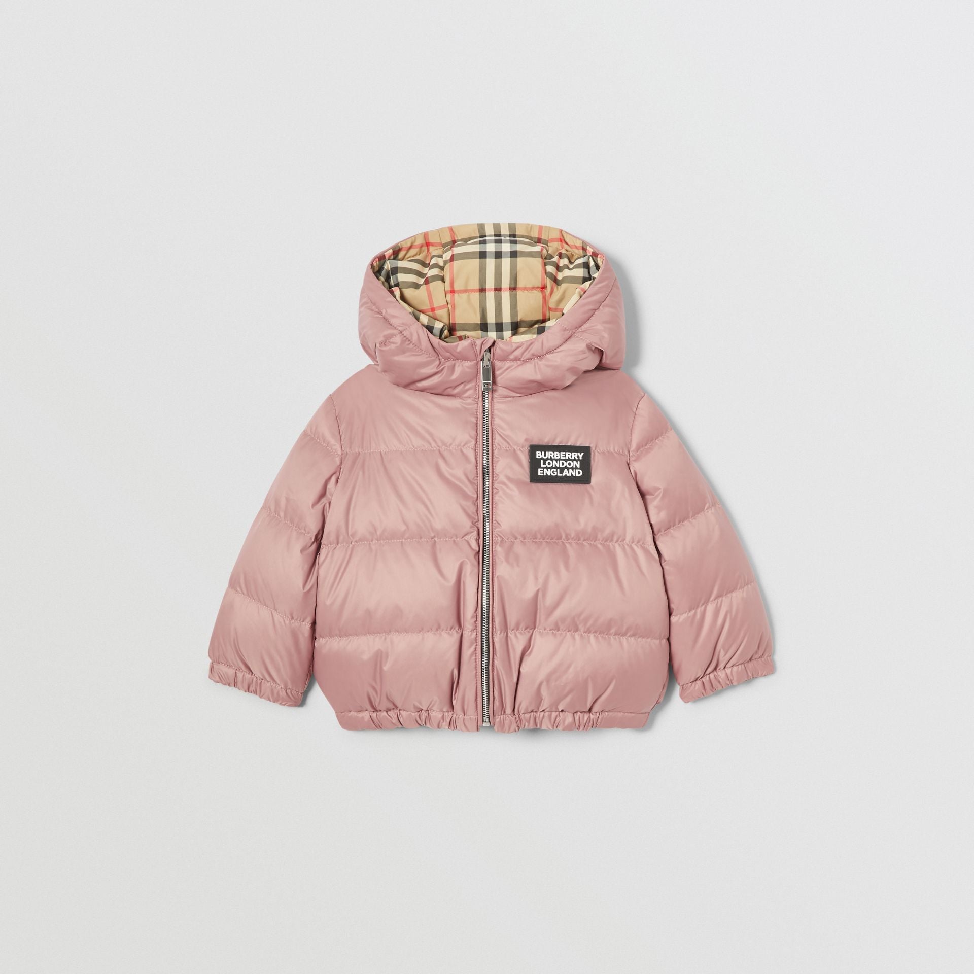 Baby Girls Pink & Archive Beige Reversible Padded Down Jacket