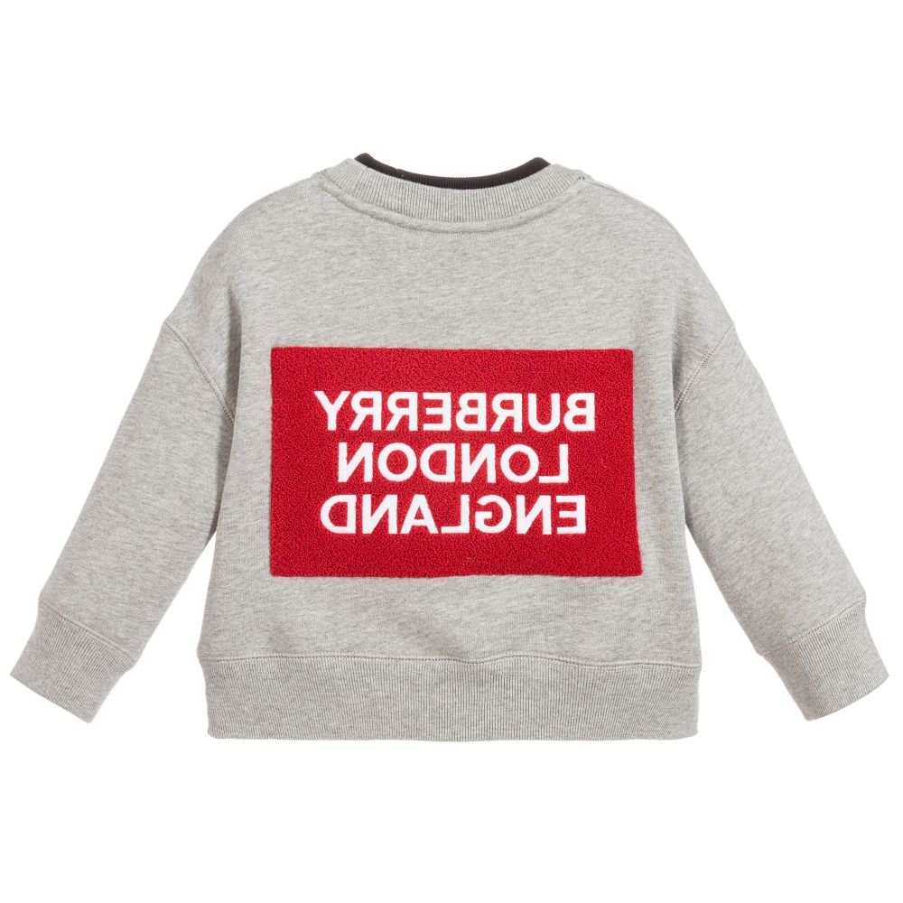 Boys Grey Logo Cotton Sweater