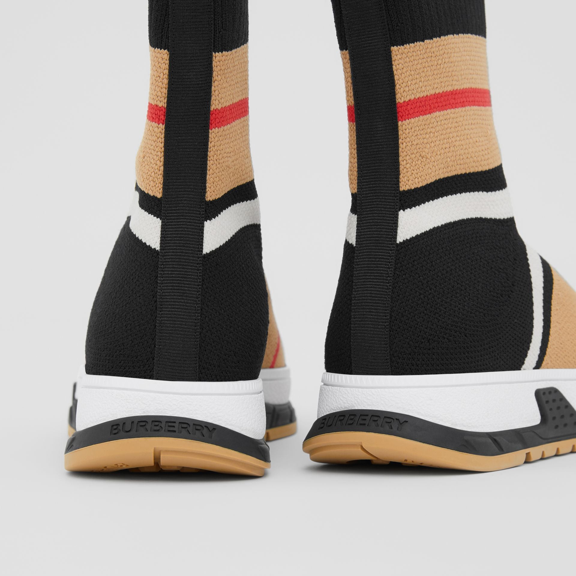 Girls Black Striped Knit Socks Shoes