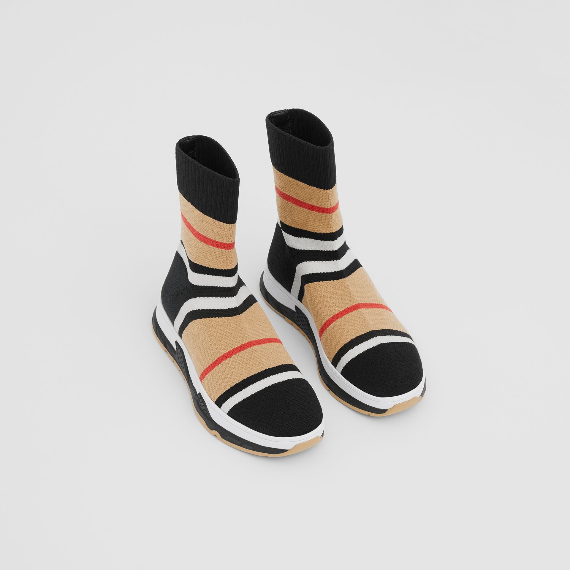 Girls Black Striped Knit Socks Shoes