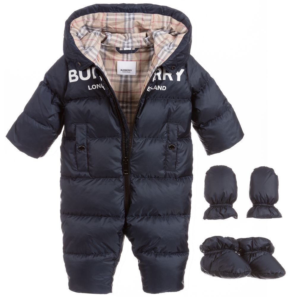 Baby Boys Navy Logo Snowsuit