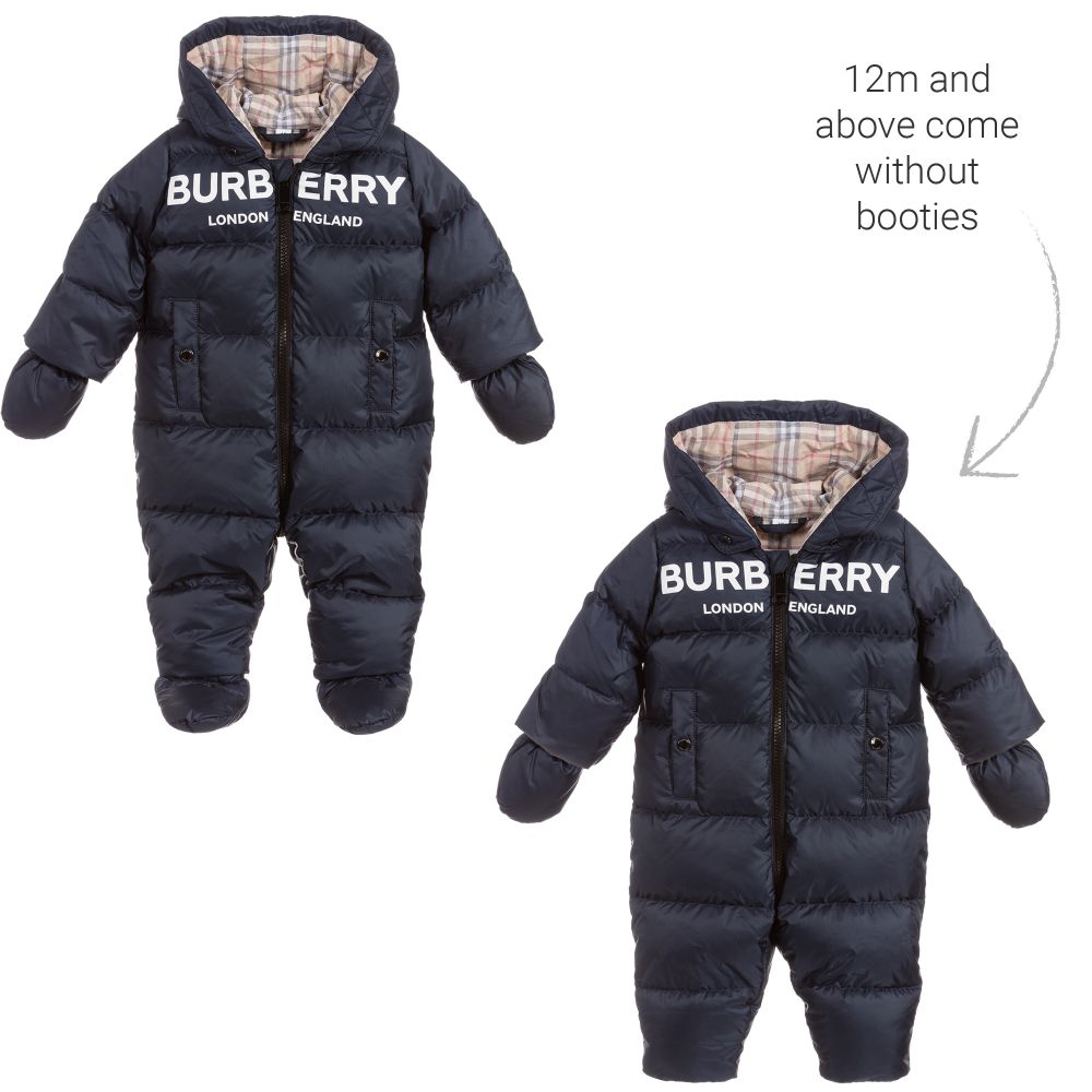 Baby Boys Navy Logo Snowsuit