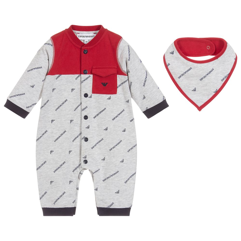 Baby Boys Grey Logo Cotton Set