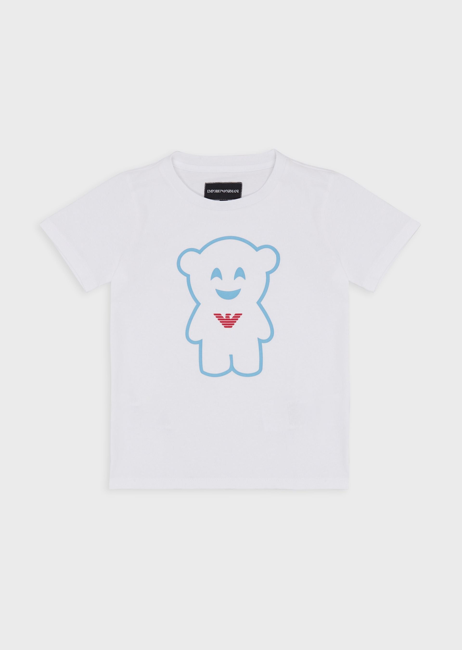 Boys White Printed Cotton T-shirt