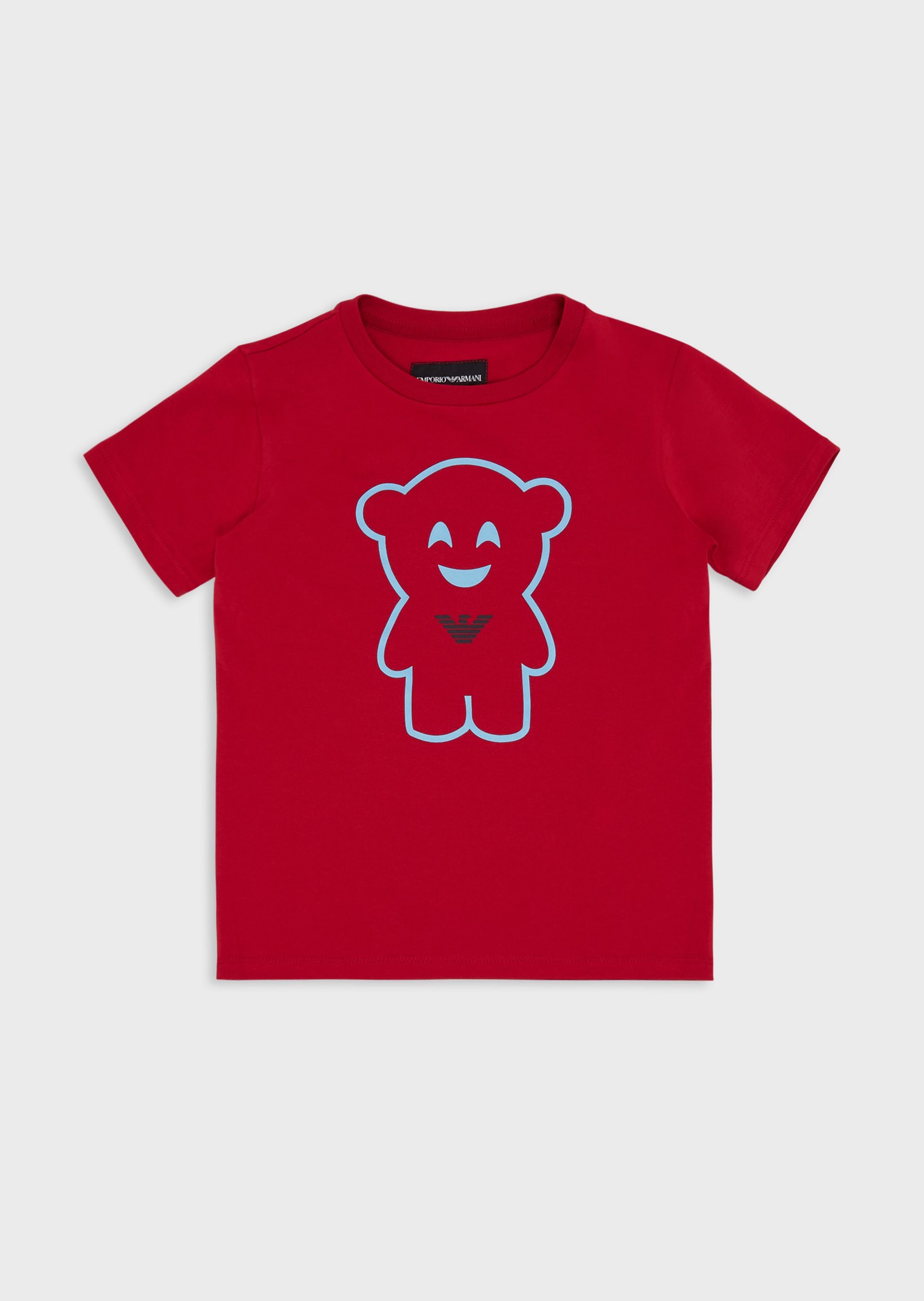 Boys Red Printed Cotton T-shirt