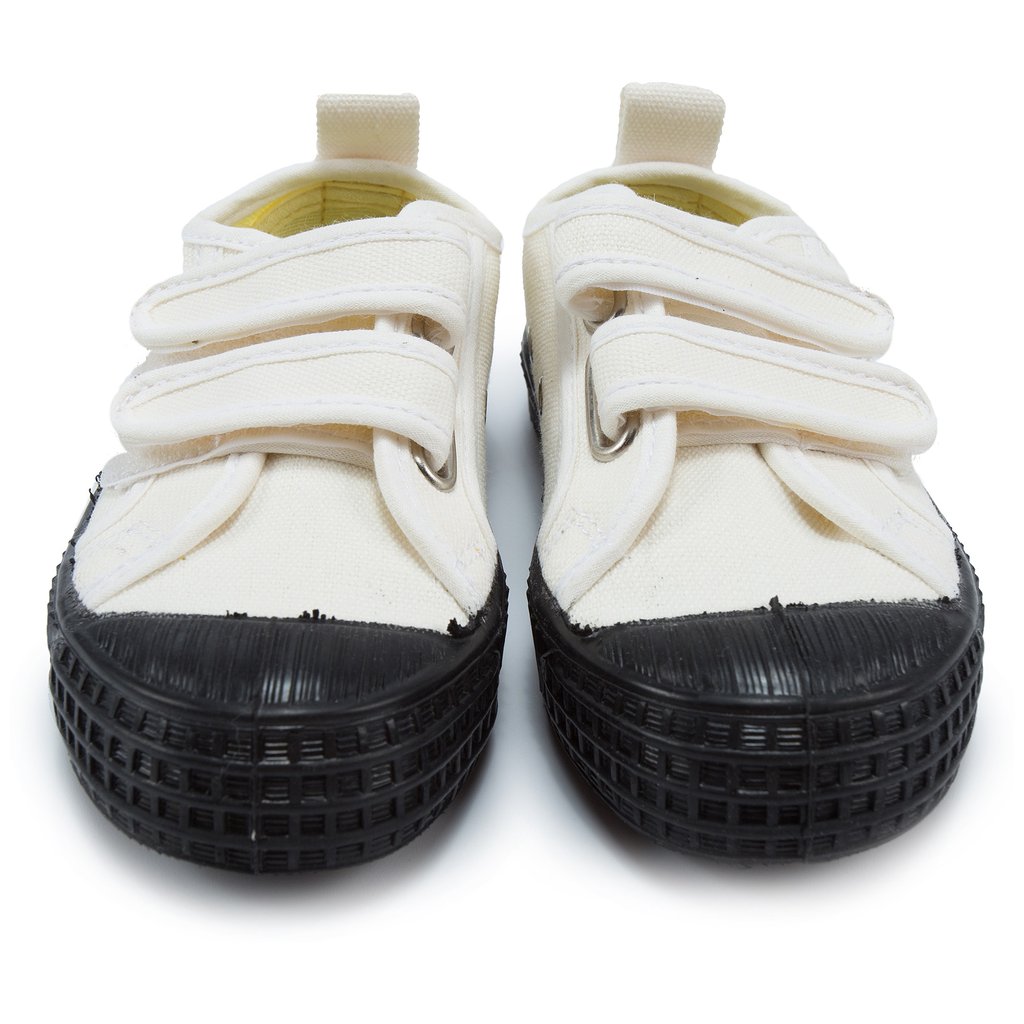 Boys White & Black Velcro Shoes
