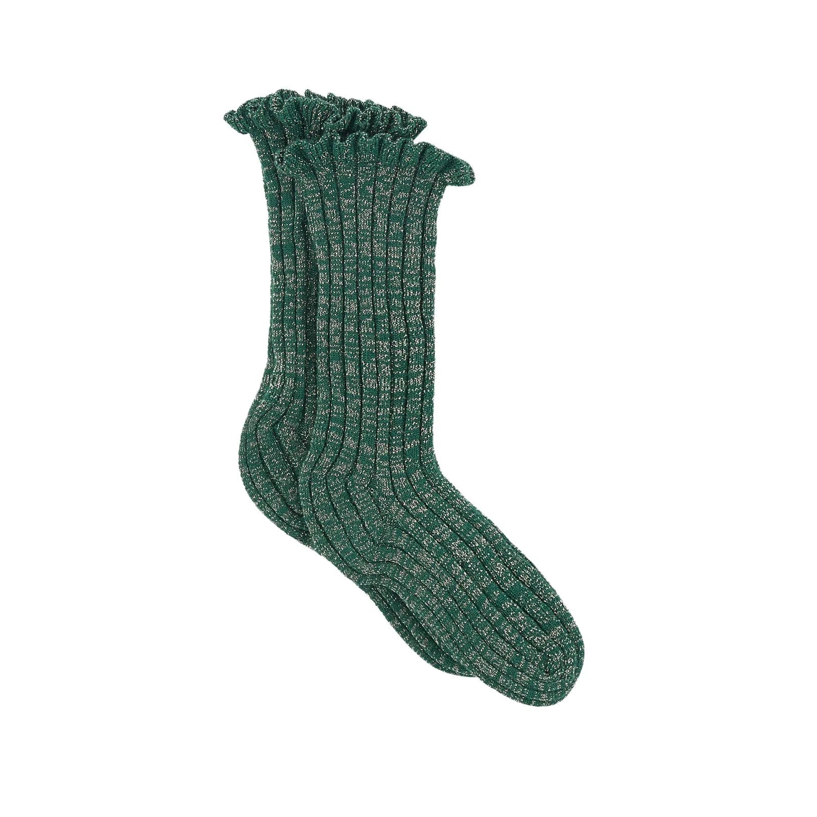 女童绿色针织袜子