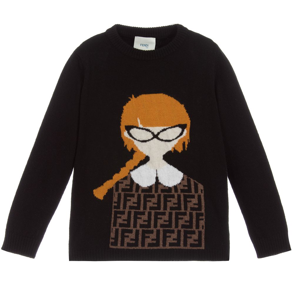 Boys & Girls Black Logo Wool Sweater