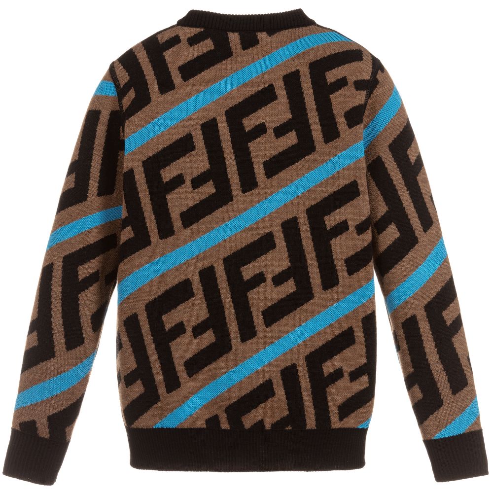 Boys Brown & Blue FF Wool Sweater