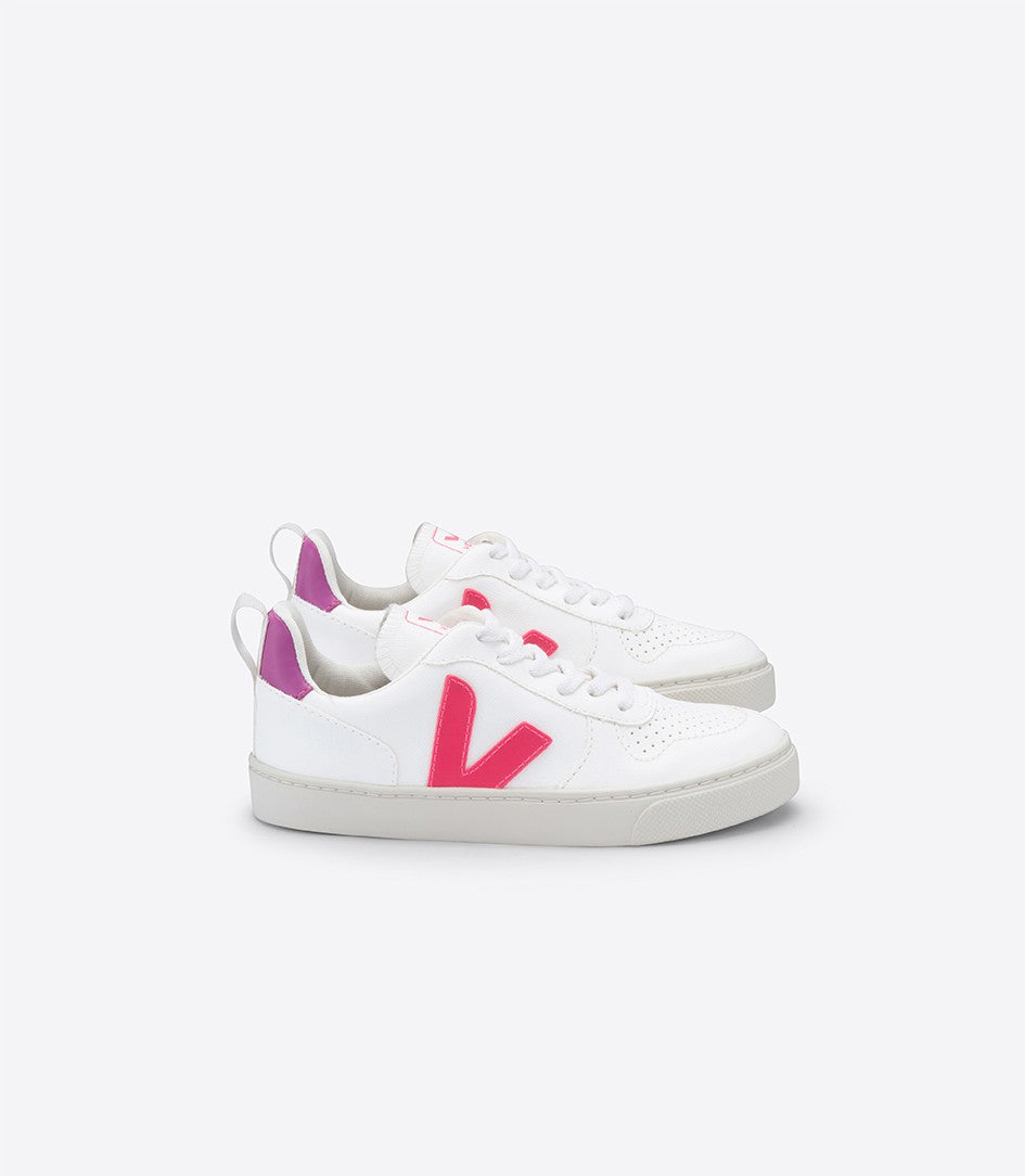 Girls White "V-10" Corn Leather Shoes