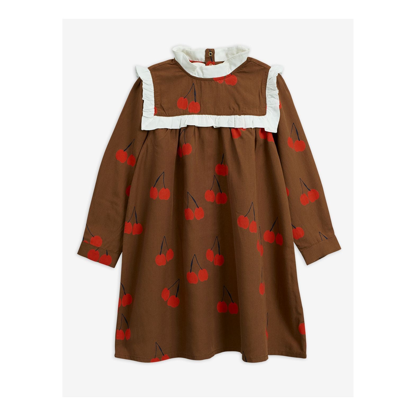 Girls Brown Cherry Frill Tencel Dress