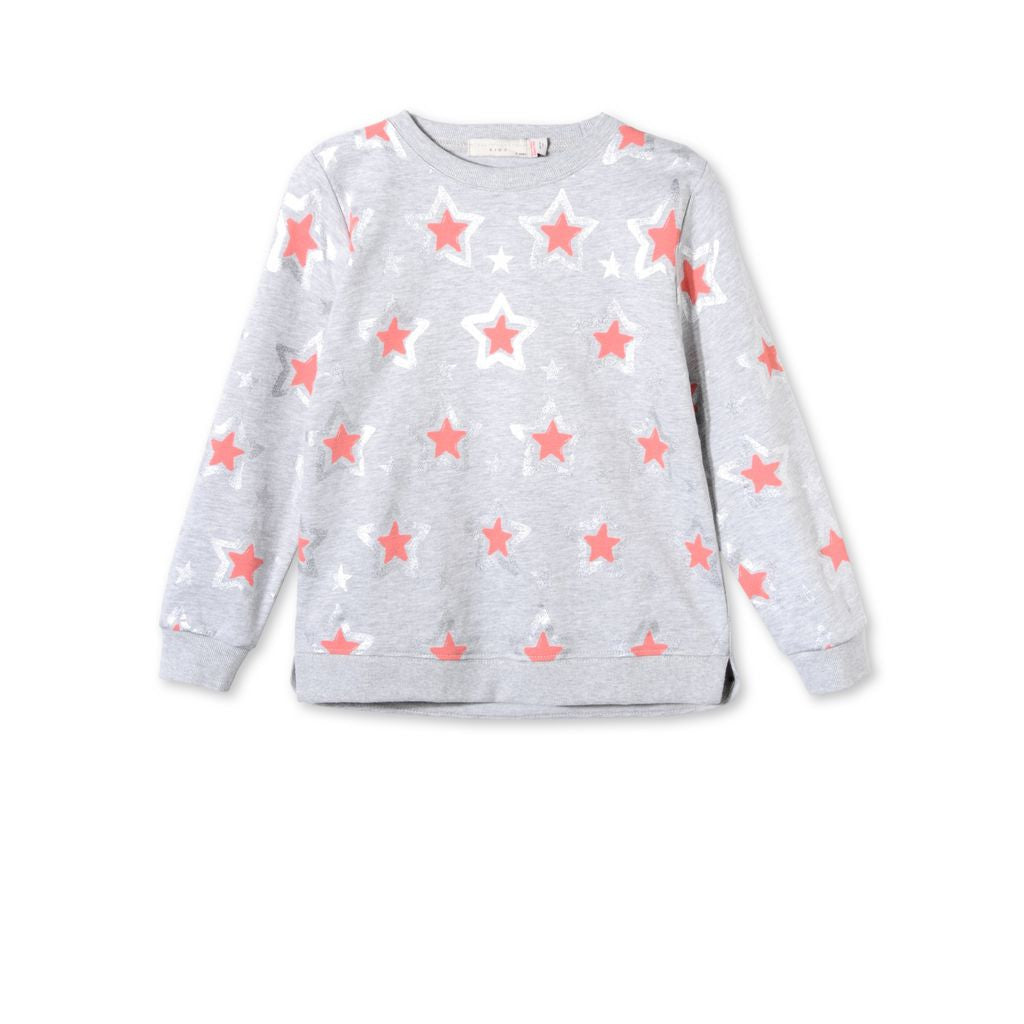 Girls Pebble Cotton 'Judy' Sweatshirt With Red Star Print Trims - CÉMAROSE | Children's Fashion Store - 1