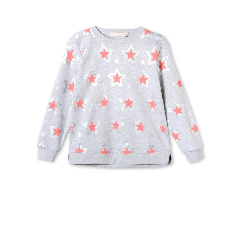 Girls Pebble Cotton 'Judy' Sweatshirt With Red Star Print Trims - CÉMAROSE | Children's Fashion Store - 1