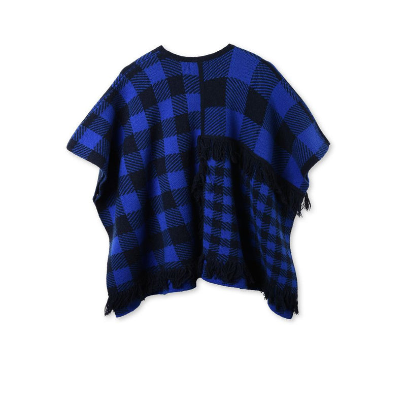 Girls Blue Tassels Check 'Agnes' Cape - CÉMAROSE | Children's Fashion Store - 2