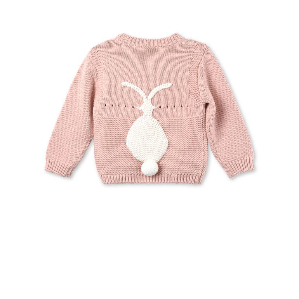 Baby Boys Pink Cotton knitted Bunny Motif Trims Sweater - CÉMAROSE | Children's Fashion Store - 2