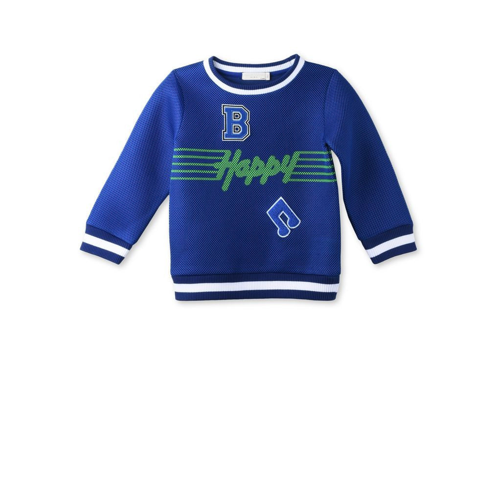 Boys Ship Blue Happy Print Sweatshirt - CÉMAROSE | Children's Fashion Store - 1