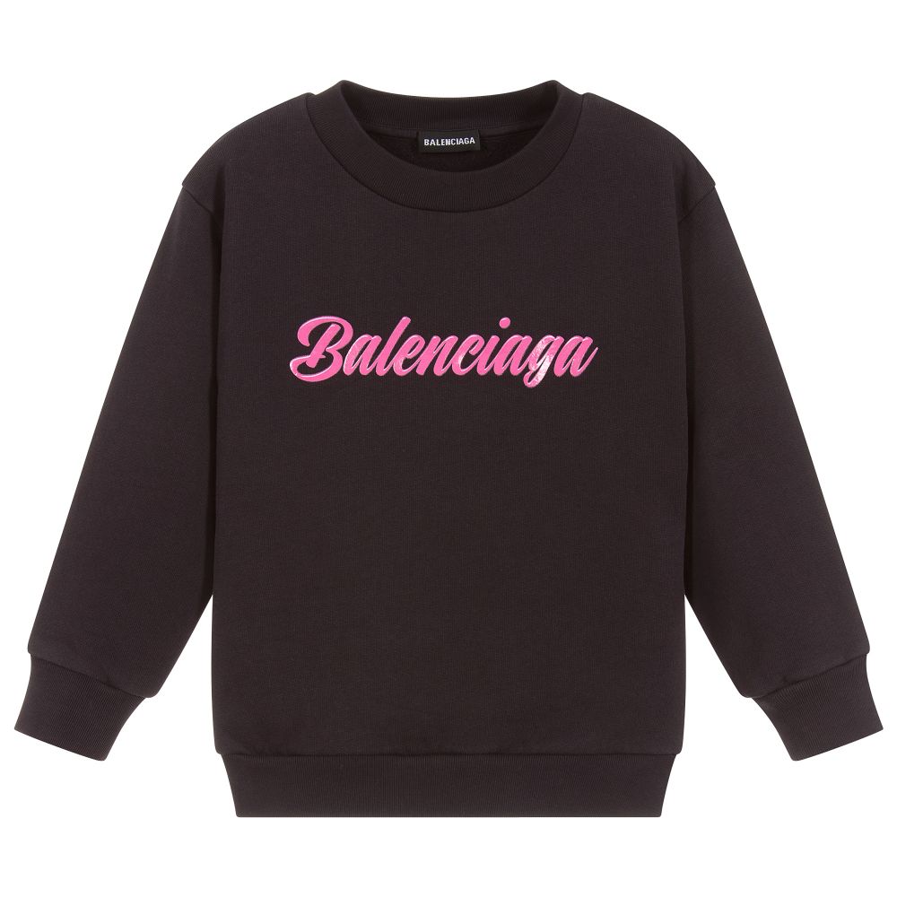 Boys & Girls Black Logo Cotton Sweatshirt