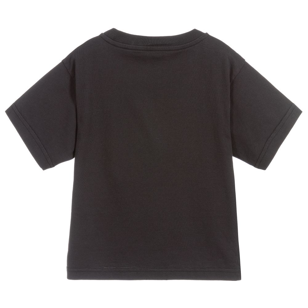 Boys & Girls Black Logo Cotton T-shirt