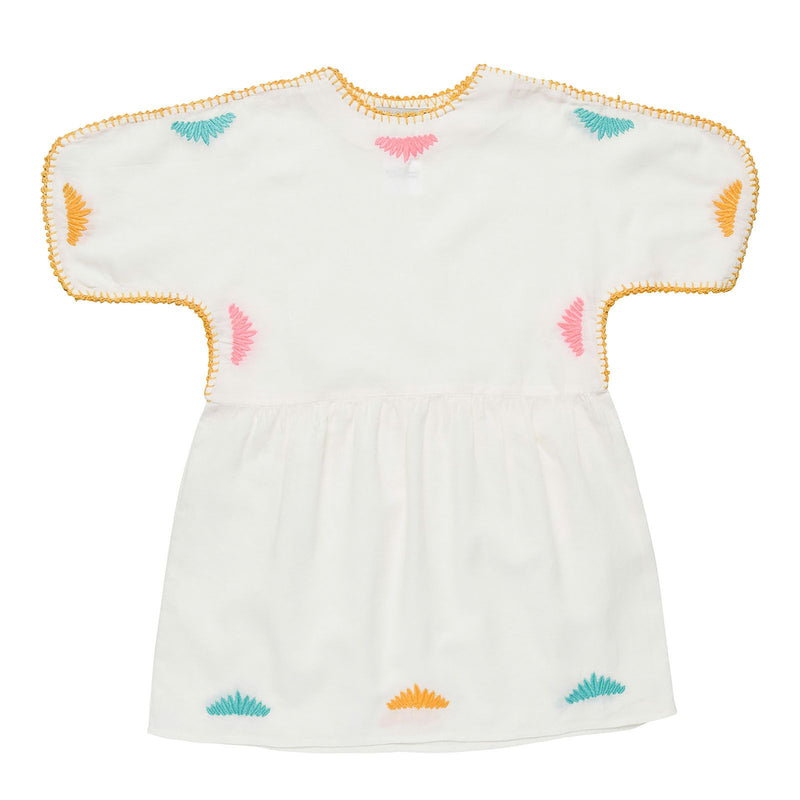 Girls White Cotton Dress With Bright Stitch Embroidered - CÉMAROSE | Children's Fashion Store