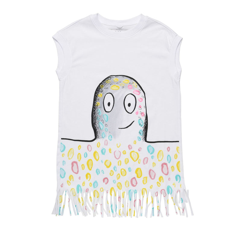 Girls White Octopus Printed Cotton Dress With Frills Design - CÉMAROSE | Children's Fashion Store