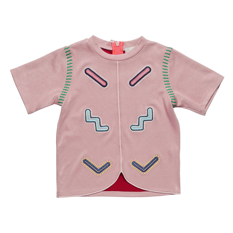 Girls Dark Pink Sweatshirt With Zig Zag Embroidered Trims - CÉMAROSE | Children's Fashion Store