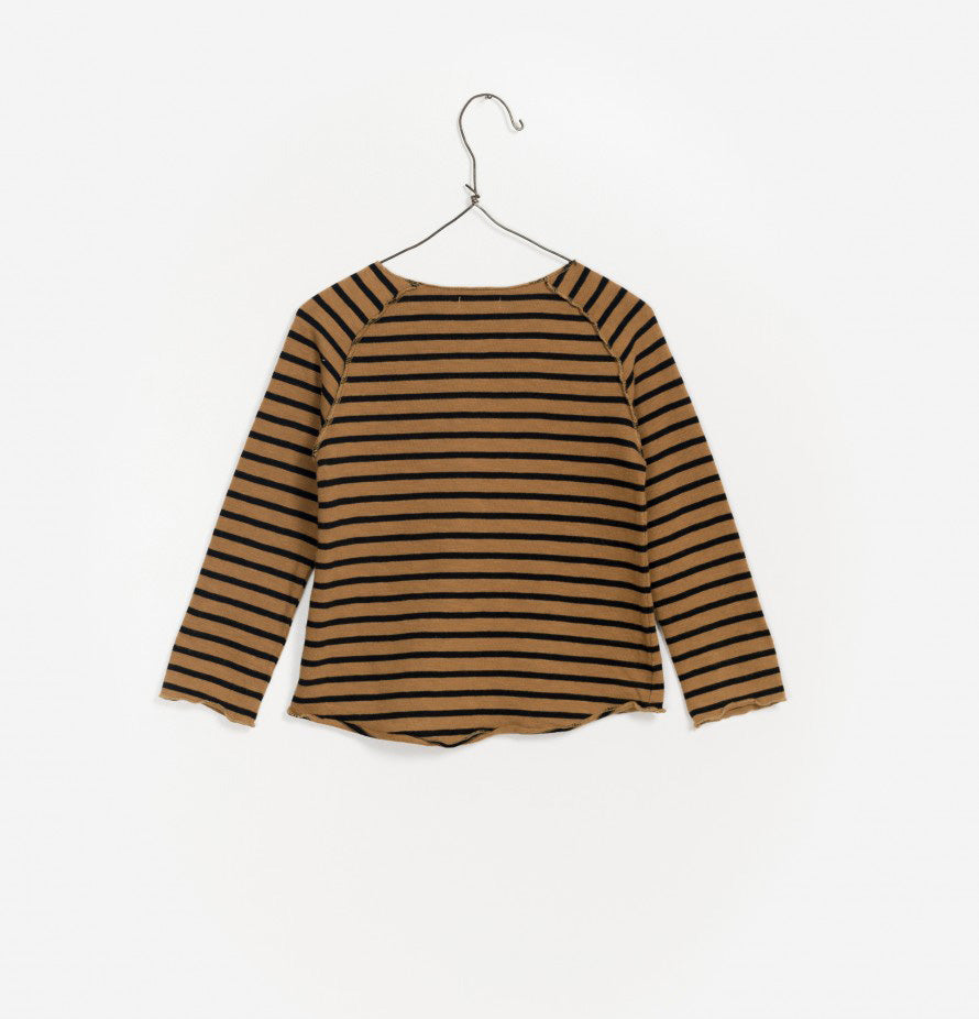 Girls Caramel Stripes Cotton Sweater