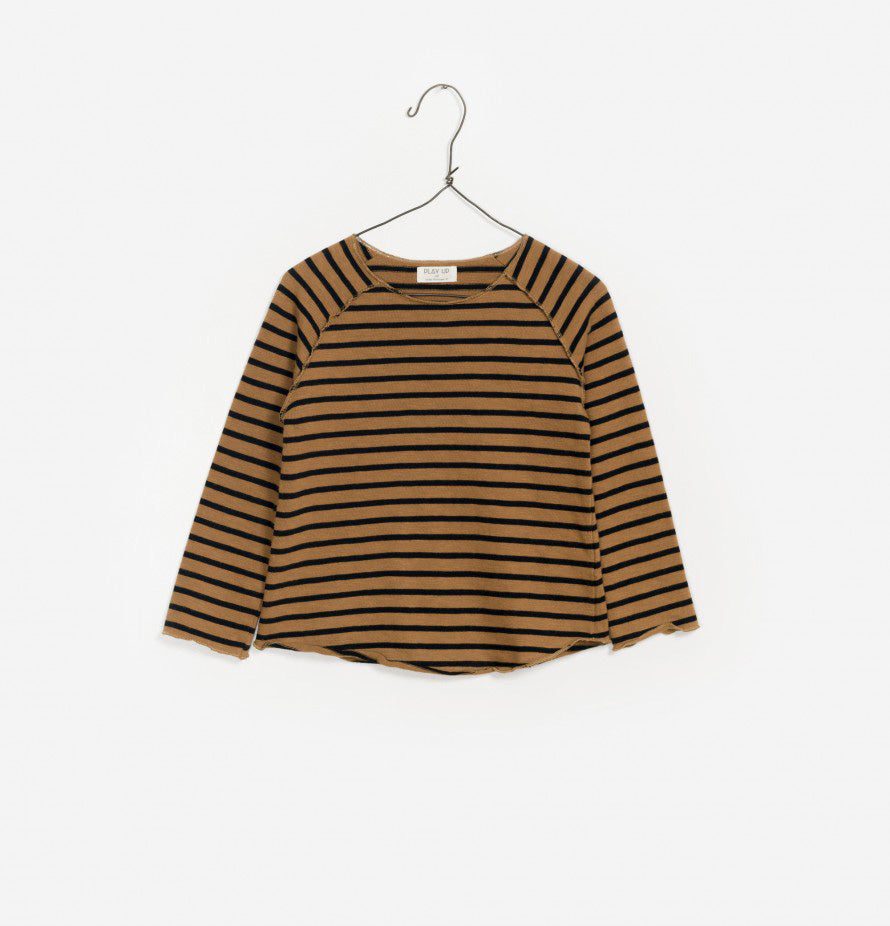 Girls Caramel Stripes Cotton Sweater