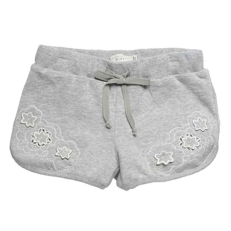 Girls Grey Cotton Featuring Floral Applied Trims Shorts - CÉMAROSE | Children's Fashion Store