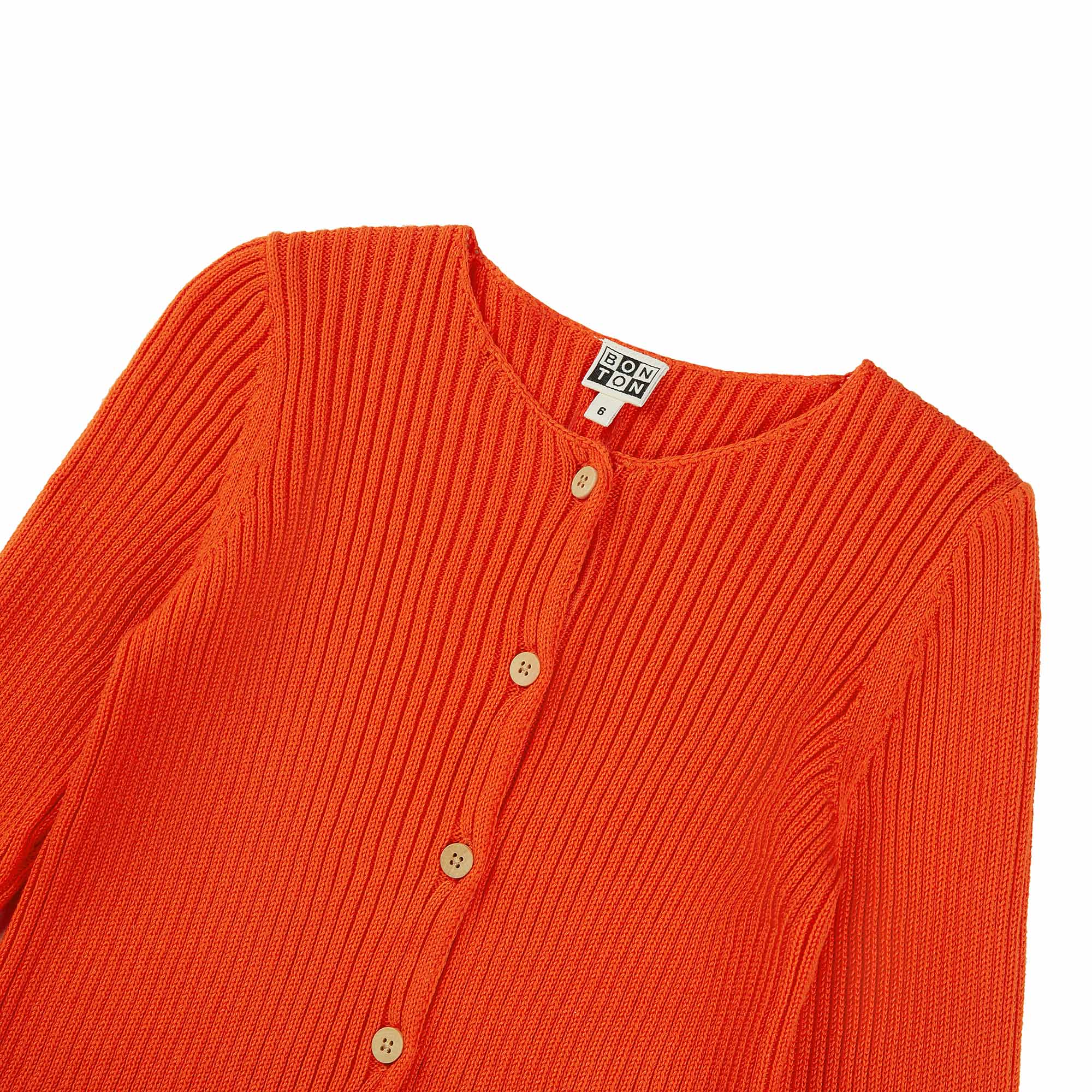 Girls Orange Red Cotton Cardigan