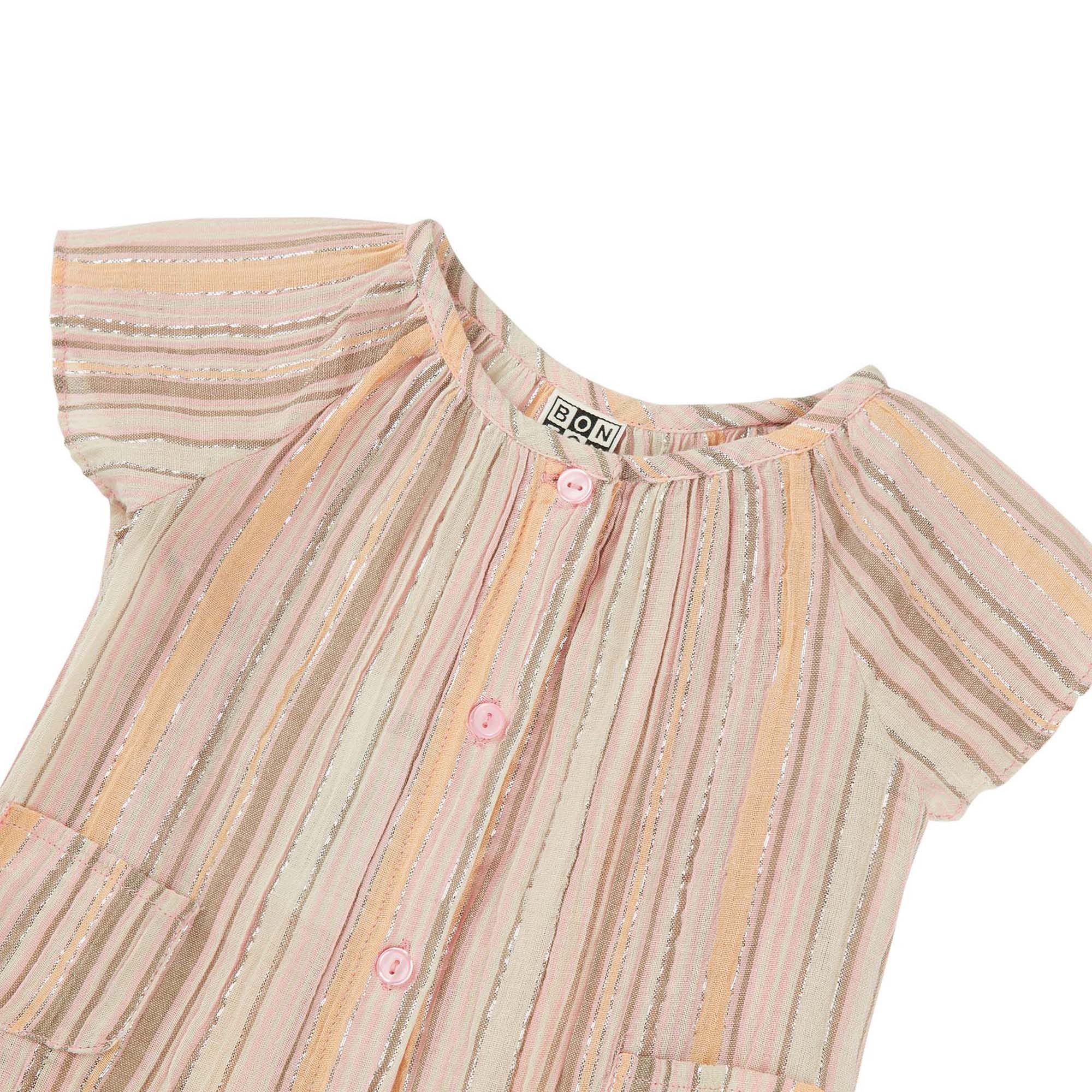 Baby Girls Pink & Brown Stripe Cotton Top