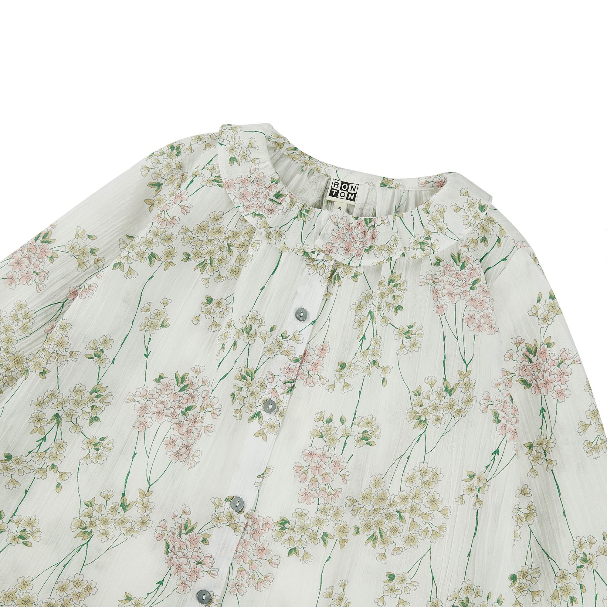 Girls Light Cyan Flowers Cotton Top