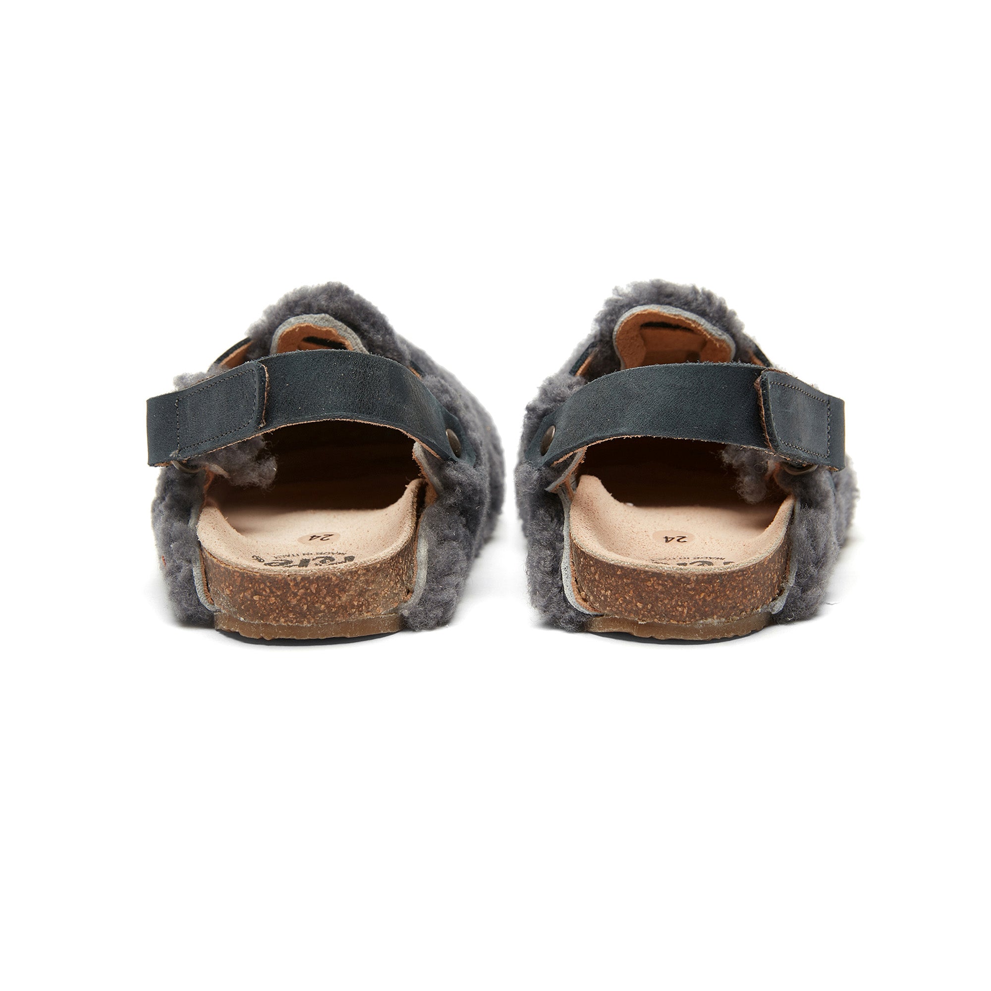 Boys & Girls Charcoal Slippers With Ankle Strap
