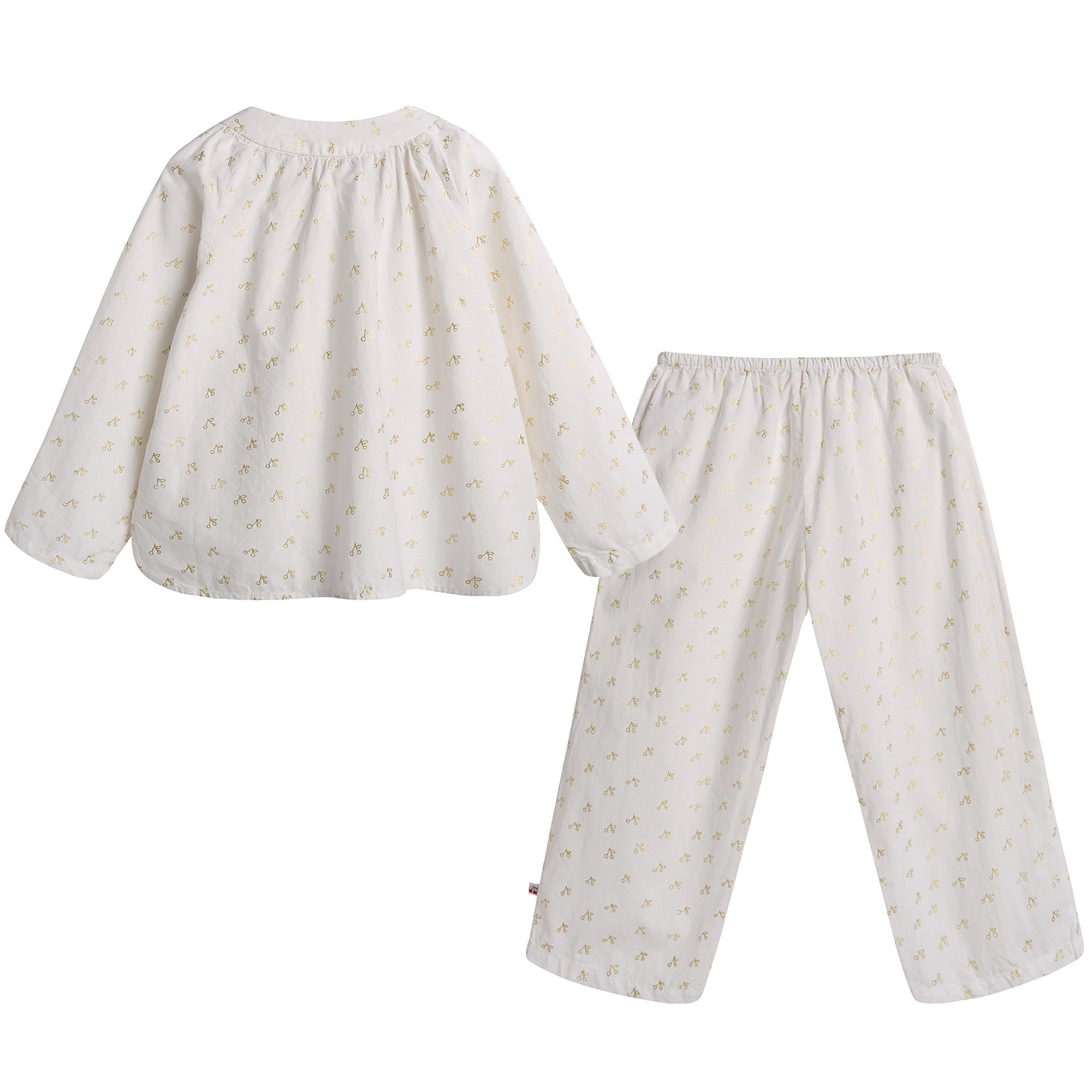 Girls White With Gold Cherry Pyjama - CÉMAROSE | Children's Fashion Store - 2