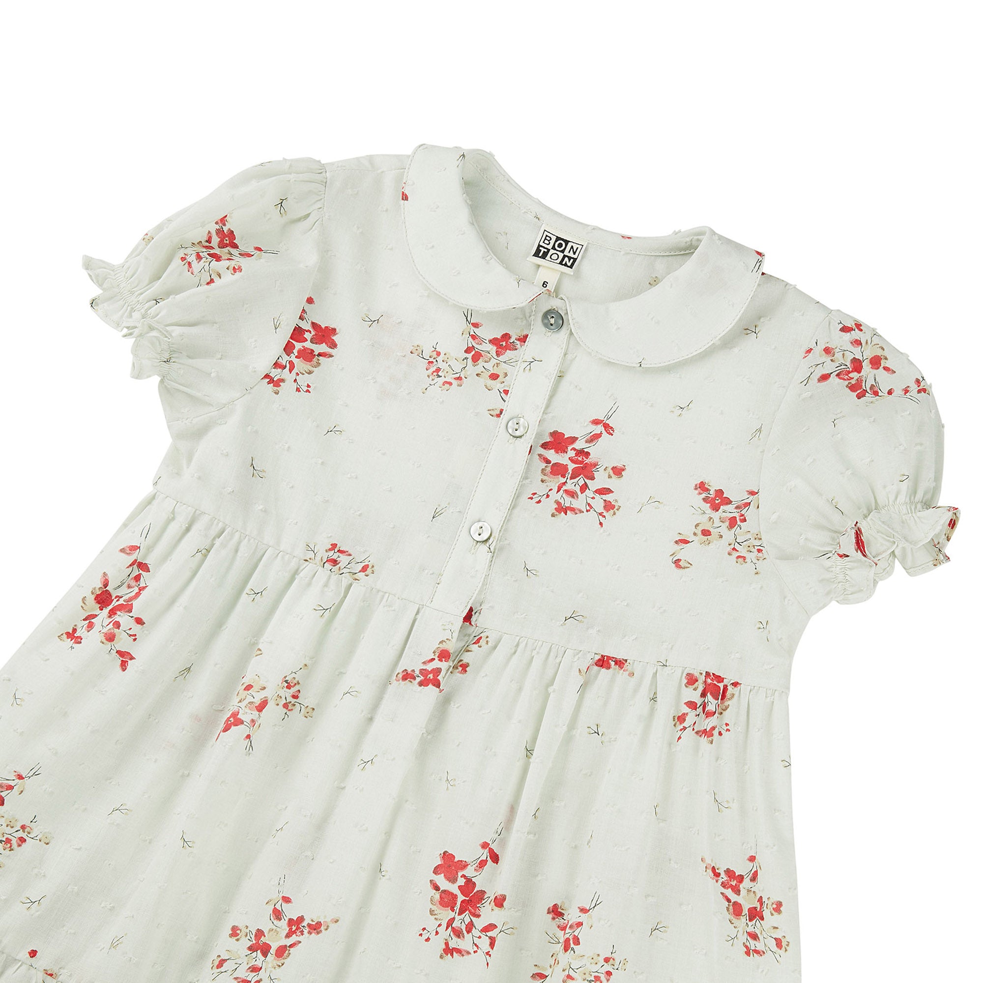 Girls Mint Green Flowers Cotton Dress