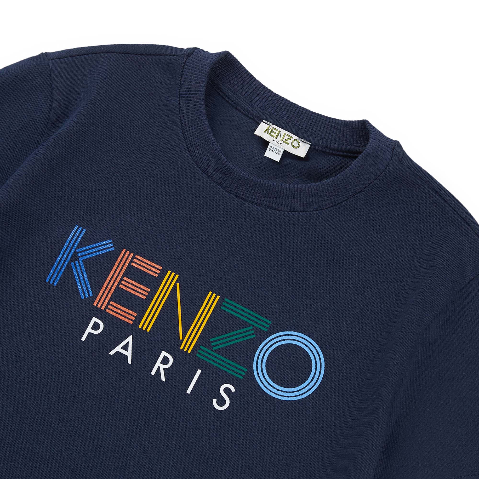 Girls Navy Logo Cotton T-shirt