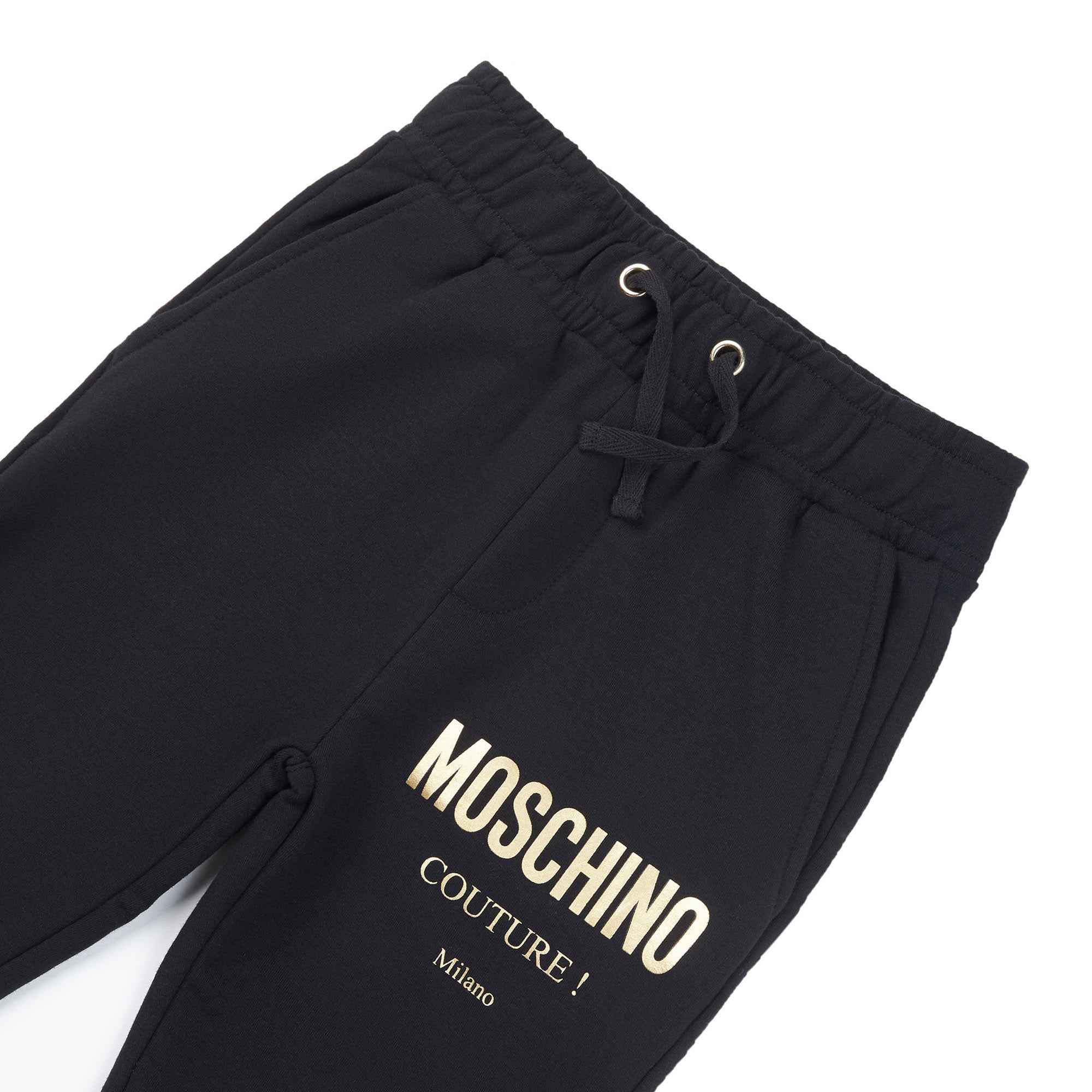 Boys Black Logo Cotton Trousers