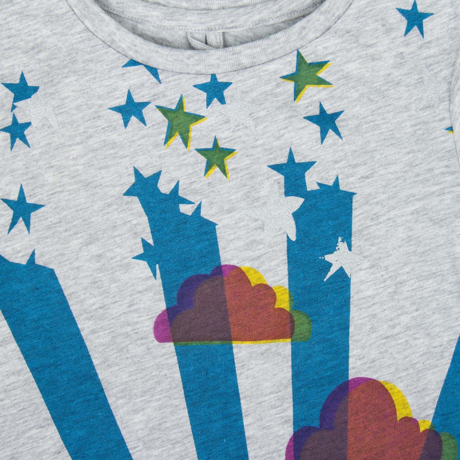 Arlo Girls Grey Sunshine&Clouds T-Shirt With Star Print - CÉMAROSE | Children's Fashion Store - 3