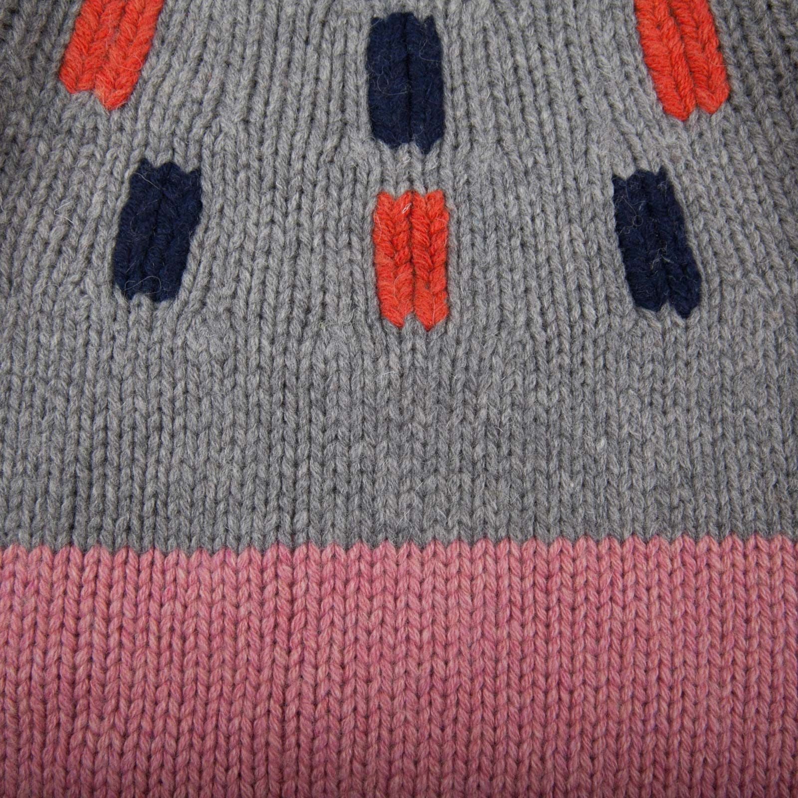 Freddie Girls Grey&Red Wool Sweater With Red And Blue Trims - CÉMAROSE | Children's Fashion Store - 3