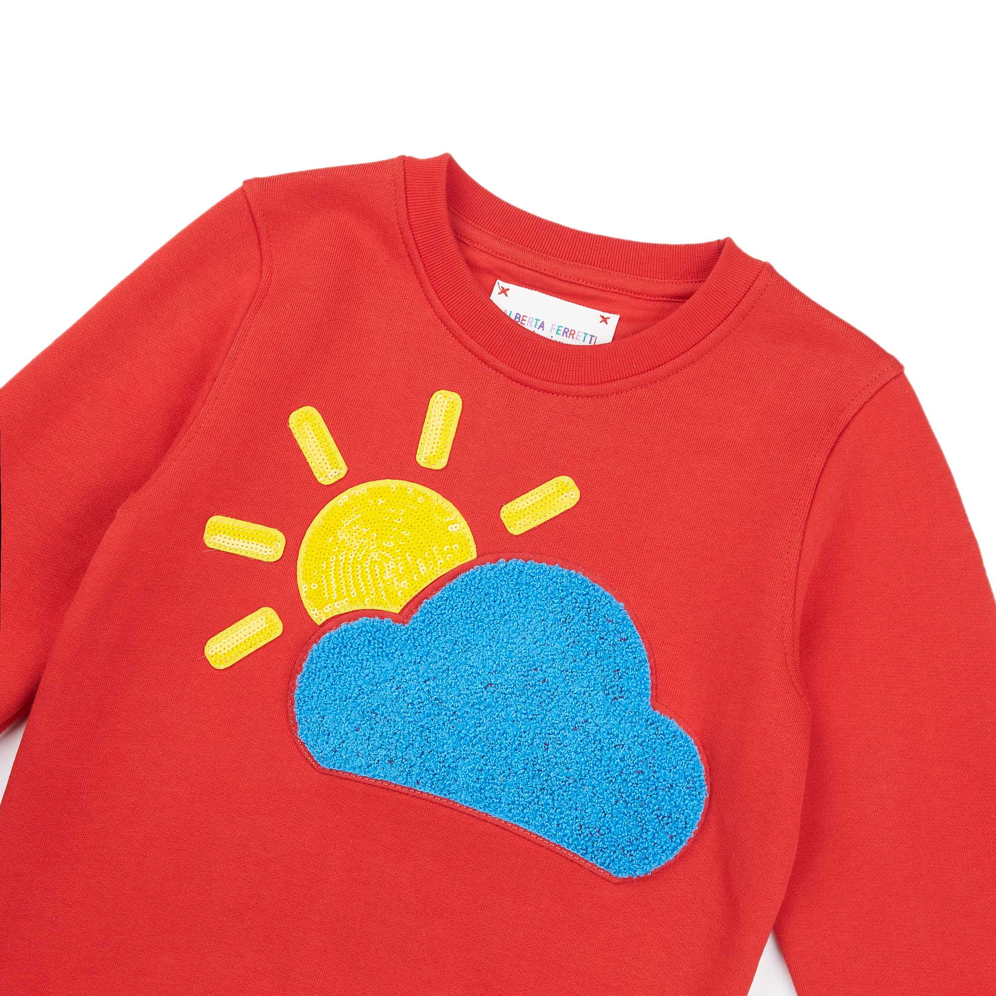 Girls Red Cotton Sweatshirt