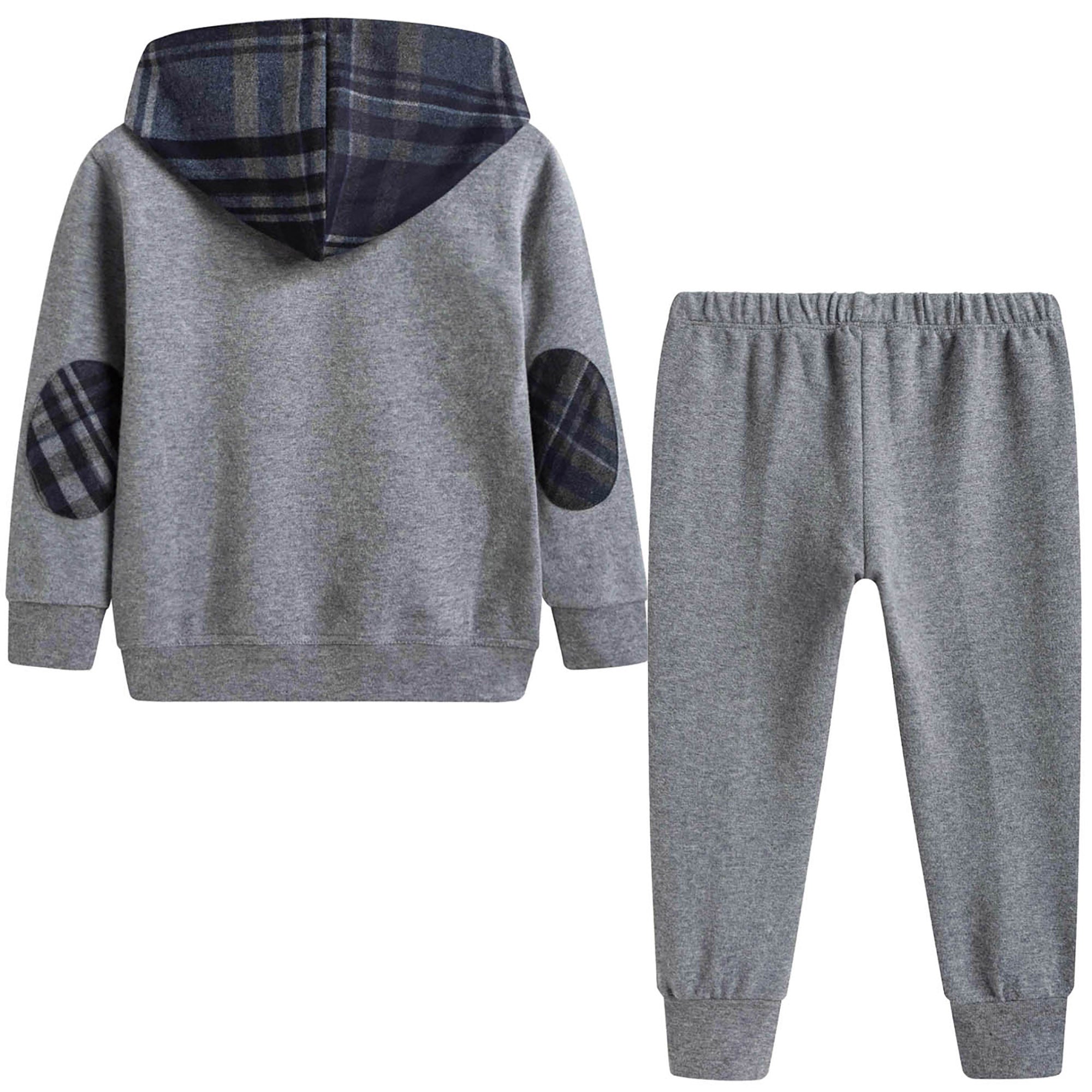 Baby Boys Grey Hooded Top & Bottom Two Piece Set