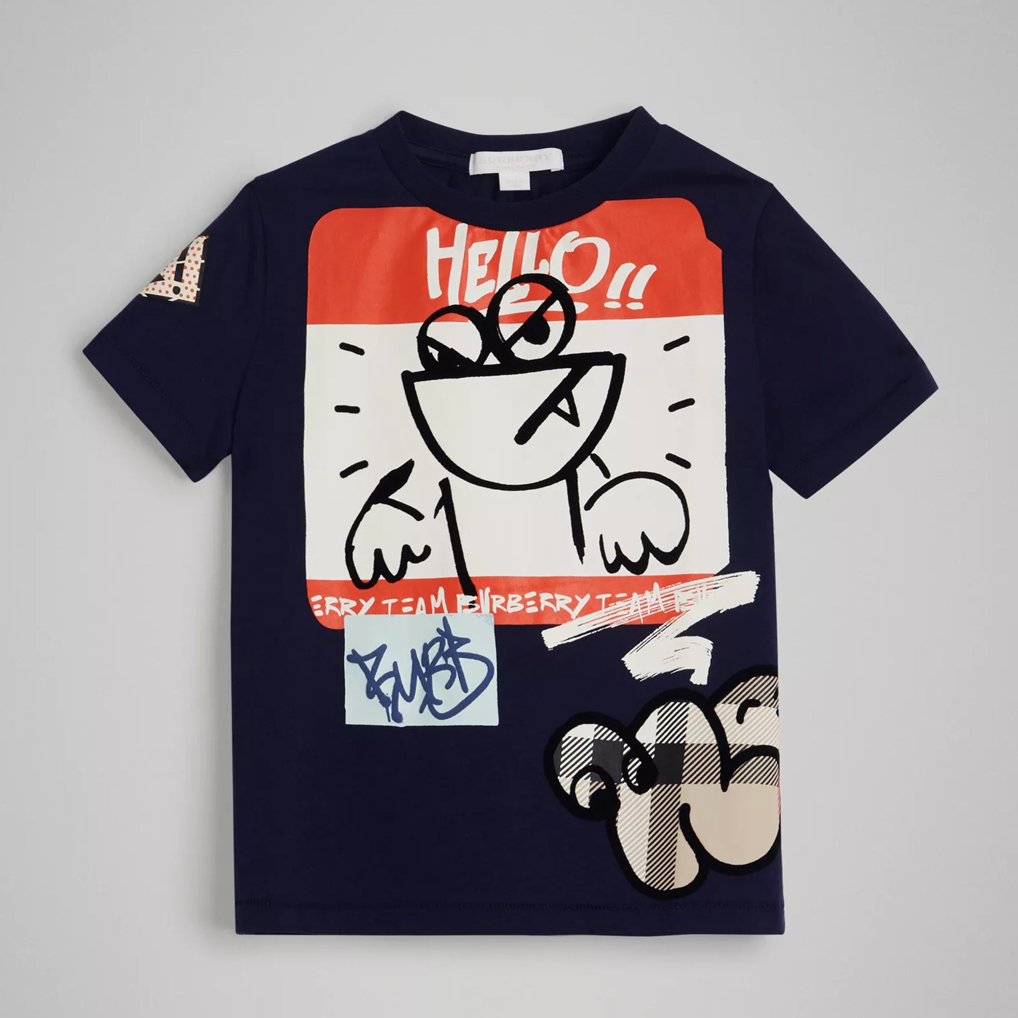 Boys Navy Printed Cotton T-shirt