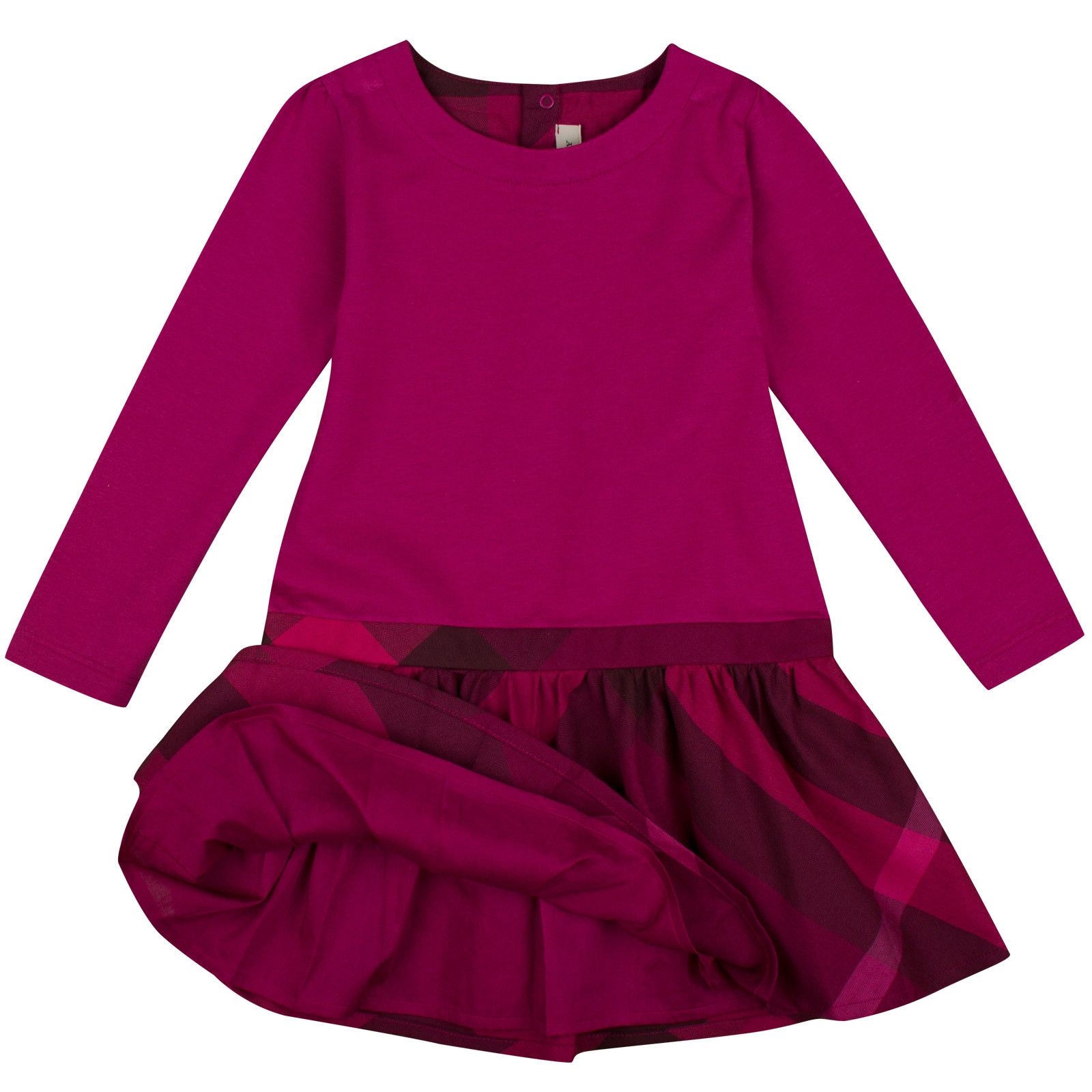 Baby Girls Purple Cotton Dress With Check Skirt - CÉMAROSE | Children's Fashion Store - 3