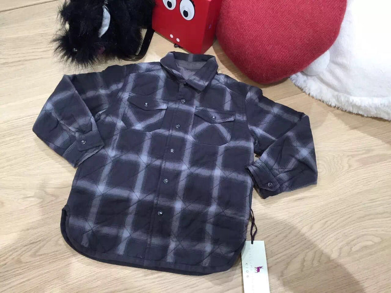 Hunter Boys Navy Gray Reversible Check Long Sleeve Cotton Shirt - CÉMAROSE | Children's Fashion Store