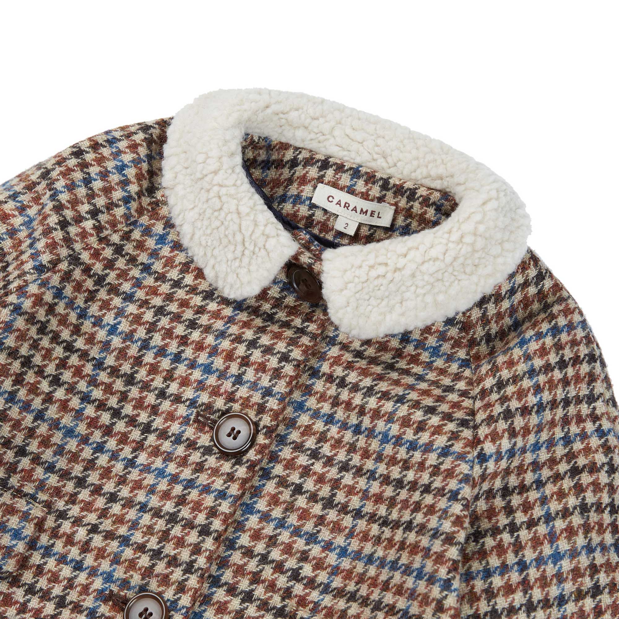 Baby Girls Beige Check Wool Coat