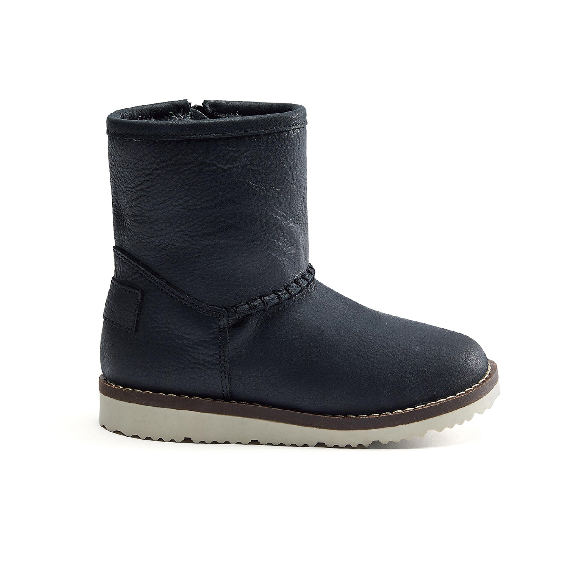 Boys & Girls Black Leather Tall Canister Shoes
