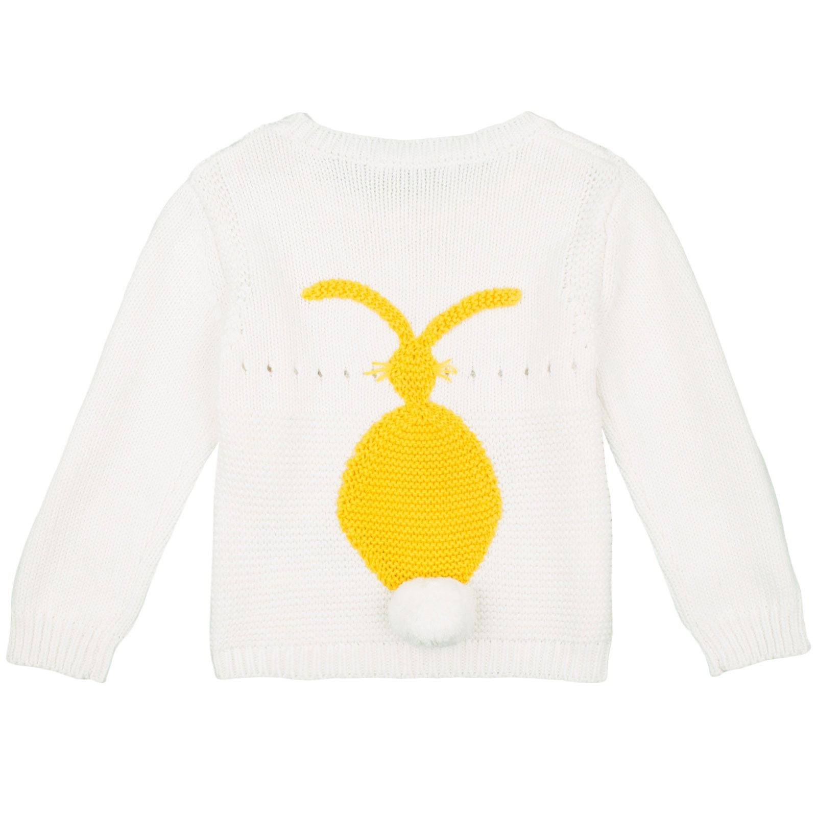Thumper Baby Ivory Cotton Cashmere Knitted Sweater With Yellow Bunny Print - CÉMAROSE | Children's Fashion Store - 3
