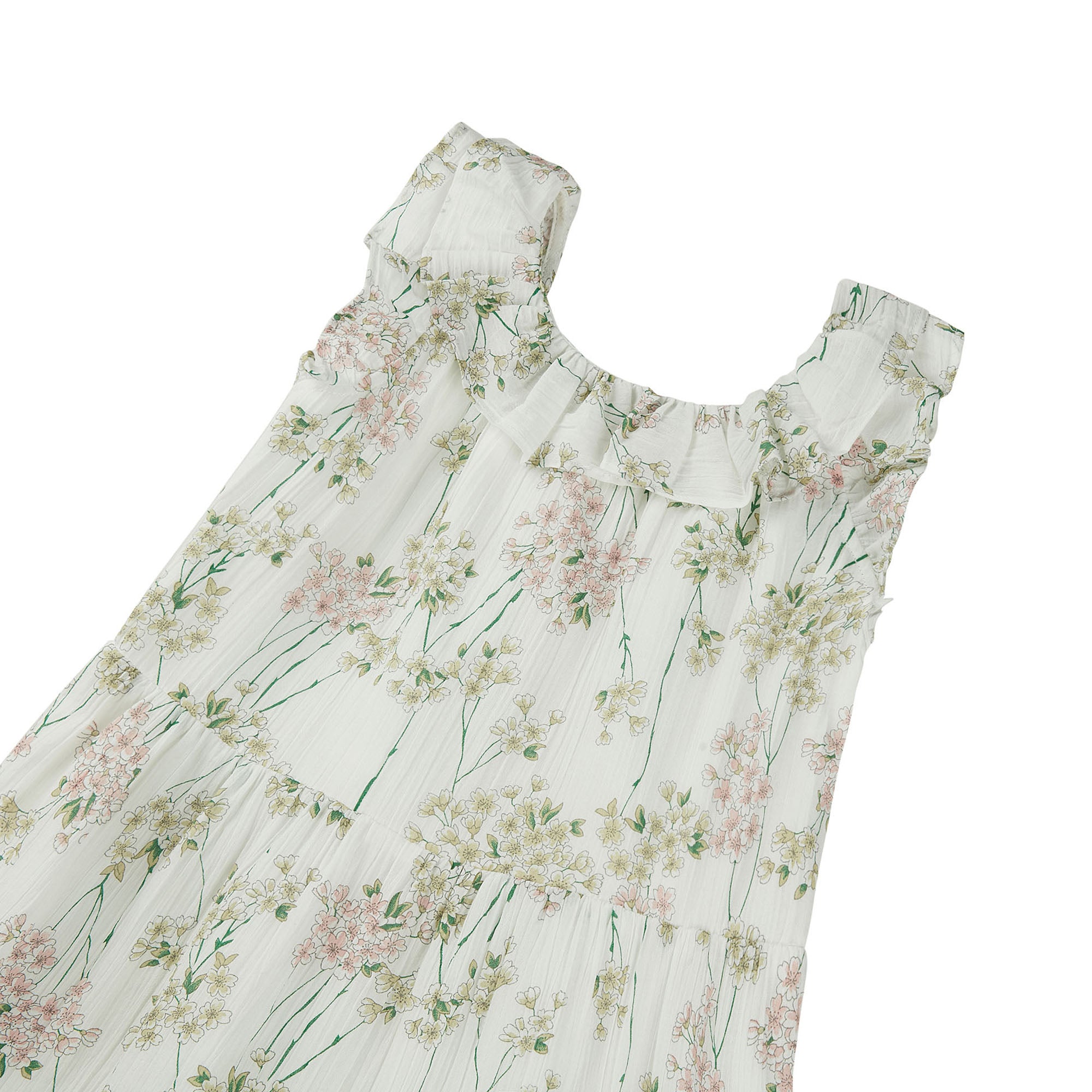 Girls White Flowers Cotton Dress